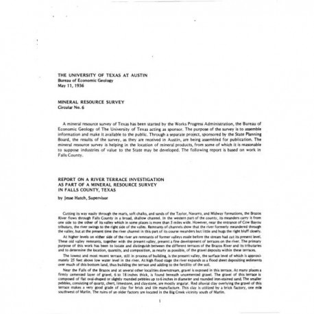 MS0006. Report on a River Terrace Investigation as a Part of a Mineral Resource Survey in Falls County, Texas