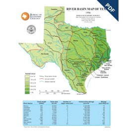 River Basin Map of Texas. Page Sized. Digital Download