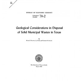 Geological Considerations in Disposal of Solid Municipal Wastes in Texas