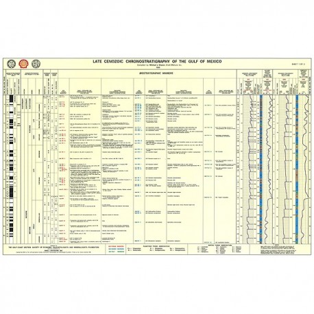 GCS407. Lower Cenozoic Chronology of Gulf Chart, 1996. Two sheets in color with explanatory text on back of Sheet One