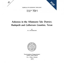 Asbestos in the Allamoore Talc District, Hudspeth and Culberson Counties. Digital Download