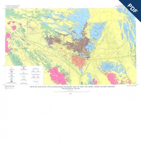 GQ0040D. Gravity, magnetic, and generalized geologic map of the Van Horn-Sierra Blanca Region, Trans-Pecos Texas