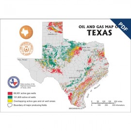 Oil and Gas Map of Texas - Postcard. Digital Download