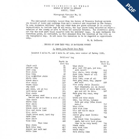 WR0025D. Well Records of McCulloch County [Texas]. Downloadable PDF.