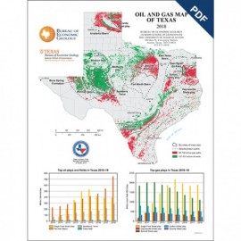 Oil and Gas Map of Texas Poster. Digital Download