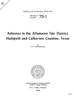Asbestos in the Allamoore talc district, Hudspeth and Culberson Counties, Texas