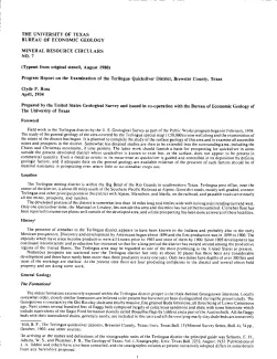 Progress Report on the Examination of the Terlingua Quicksilver District, Brewster County, Texas