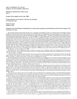 Progress Report on the Study of the Iron Ore Deposits of Northeast Texas