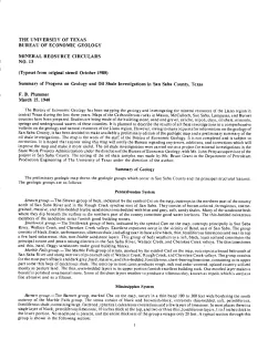 Summary of Progress on Geology and Oil Shale Investigation in San Saba County