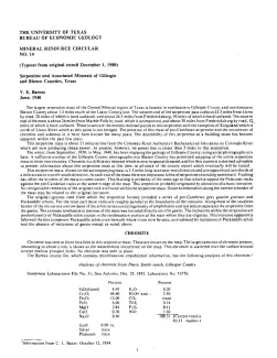 Serpentine and associated minerals of Gillespie and Blanco Counties, Texas