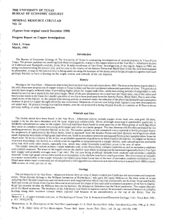 Progress report on copper investigations