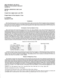 Progress Report on Peat Deposits in Texas