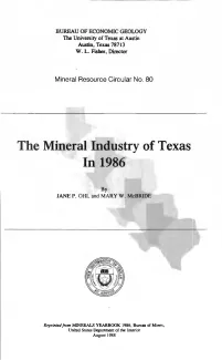 The Mineral Industry of Texas in 1986