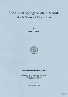 The Rustler Springs sulphur deposits as a source of fertilizer