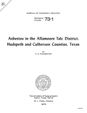Asbestos in the Allamoore talc district, Hudspeth and Culberson Counties, Texas