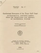 Geothermal Resources of the Texas Gulf Coast: Environmental Concerns Arising from the Production and Disposal of Geothermal Waters