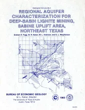 Regional aquifer characterization for deep-basin lignite mining, Sabine uplift area, northeast Texas