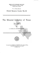 The Mineral Industry of Texas in 1971