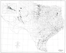 Map of oil, gas, and distillate fields of Texas, December 1945