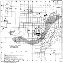 Map of Paleozoic of Ouachita Facies in Texas