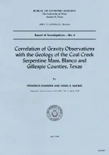 Correlation of gravity observations with the geology of the Coal Creek serpentine mass, Blanco and Gillespie Counties, Texas