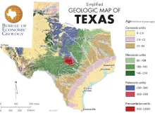 Simplified Geologic Map of Texas Postcard