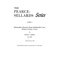 Mammalian Remains from Rattlesnake Cave, Kinney County, Texas