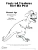 The front page of the Featured Creatures From The Past Coloring Page - a T-Rex in a Cowboy hat